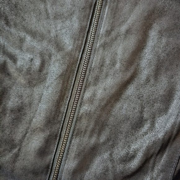 My Tribe leather retro zip up peplum sleek elegant feminine light jacket Size M - Picture 6 of 7